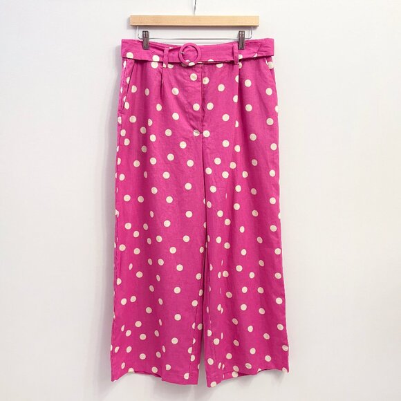 Princess Highway wide leg pink polka dot pants size US 10 - Picture 1 of 5